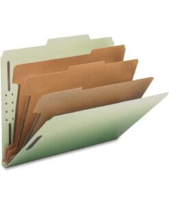 Nature Saver 2/5 Tab Cut Letter Recycled Classification Folder - 8 1/2" x 11" - 3" Expansion - Prong K Style Fastener - 2" Fastener Capacity, 1" Fastener Capacity for Divider - 3 Divider(s) - Tyvek, Fiberboard, Pressboard - Gray/Green - 100% Recycled - 10 / Box