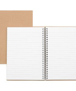 Nature Saver Hardcover Twin Wire Notebooks - 80 Sheets - Wire Bound - 0.25" Ruled - Ruled Margin - 22 lb Basis Weight - 8 1/4" x 5 7/8" - BrownKraft Cover - Hard Cover, Heavyweight, Micro Perforated - Recycled - 1 Each