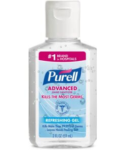 PURELL&reg; Advanced Hand Sanitizer Gel - Clean Scent - 2 fl oz (59.1 mL) - Flip Top Bottle Dispenser - Kill Germs - Hand, Hospital, Skin - Clear - Triclosan-free, Paraben-free, Preservative-free, Phthalate-free, Anti-irritant - 24 / Carton