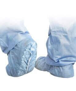 Medline Protective Shoe Covers - Fluid Resistant, Breathable, Latex-free, Non-skid - Extra Large Size - Polypropylene - Blue - 100 / Box