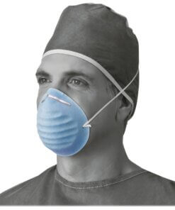 Medline Cone-style Face Mask - Latex-free, Fluid Resistant, Rounded Edge - Blue - 50 / Box