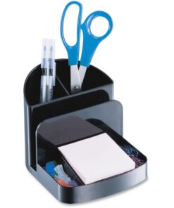 Officemate Deluxe Desk Organizer - 5 Compartment(s) - 5" Height x 5.4" Width x 6.8" Depth - Desktop - 30% Recycled - Black - Plastic - 1 Each