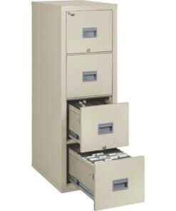 FireKing Patriot Series 4-Drawer Vertical Files - 17.7" x 25" x 52.8" - 4 x Drawer(s) for File - Legal, Letter - Vertical - Fire Proof, Impact Resistant, Locking Drawer, Scratch Resistant, Ball Bearing Slide, Recessed Handle - Parchment - Gypsum, Steel