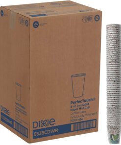 Dixie PerfecTouch Hot Cups - 8 fl oz - 1000 / Carton - Multi - Paper - Hot Food, Cold Food, Coffee