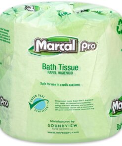 MRC5001 - Marcal Pro 100% Recycled Bathroom Tissue - 2 Ply - 4" x 4" - 500 Sheets/Roll - White - Chlorine-free, Dye-free, Fragrance-free, Lint-free, Eco-friendly, Septic Safe, Bleach-free, Strong, Absorbent - For Toilet - 48 / Carton