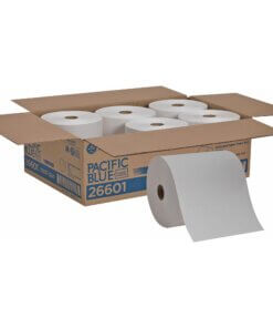 Pacific Blue Basic Recycled Paper Towel Roll - 1 Ply - 7.88" x 800 ft - White - Absorbent, Chlorine-free, Nonperforated - For Multipurpose - 6 / Carton