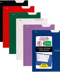Mead Pocket Folder - 4 Internal Pocket(s) - Assorted - 6 / Pack