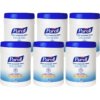 PURELL&reg; Sanitizing Wipes - White - Durable, Lint-free - For Hand, General Purpose, Hand - 270 Per Canister - 6 / Carton