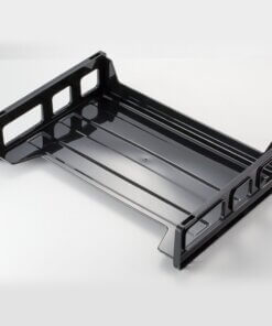 Officemate Side Load Letter Tray - 1 Compartment(s) - 1 Tier(s) - 2.8" Height x 13.2" Width x 9" Depth - Stackable, Durable, Handle, Sturdy - 30% Recycled - Black - Plastic - 1 Each
