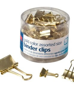 Officemate Assorted Size Binder Clips - 30 / Pack - Gold - Metal