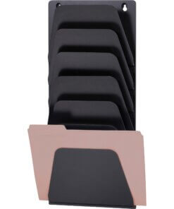 Officemate Wall File Holder - 7 Compartment(s) - 22.4" Height x 9.5" Width x 2.9" Depth - Black - Plastic - 1 Each