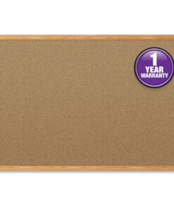 Mead Classic Cork Bulletin Board - 48" Height x 36" Width - Natural Cork Surface - Self-healing - Oak Aluminum Frame - 1 Each