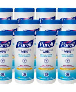 PURELL&reg; Sanitizing Wipes - Fresh Citrus - White - Durable, Lint-free, Moisturizing - For Hand - 100 Per Canister - 12 / Carton