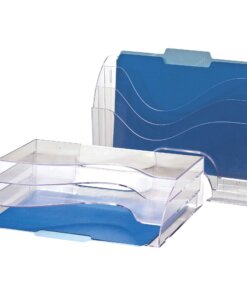 Officemate Clear Wave 2-way Desktop Organizer - 3 Compartment(s) - 3 Tier(s) - 11.3" Height x 13" Width x 3.6" Depth - Desktop - Clear - Plastic - 1 Each