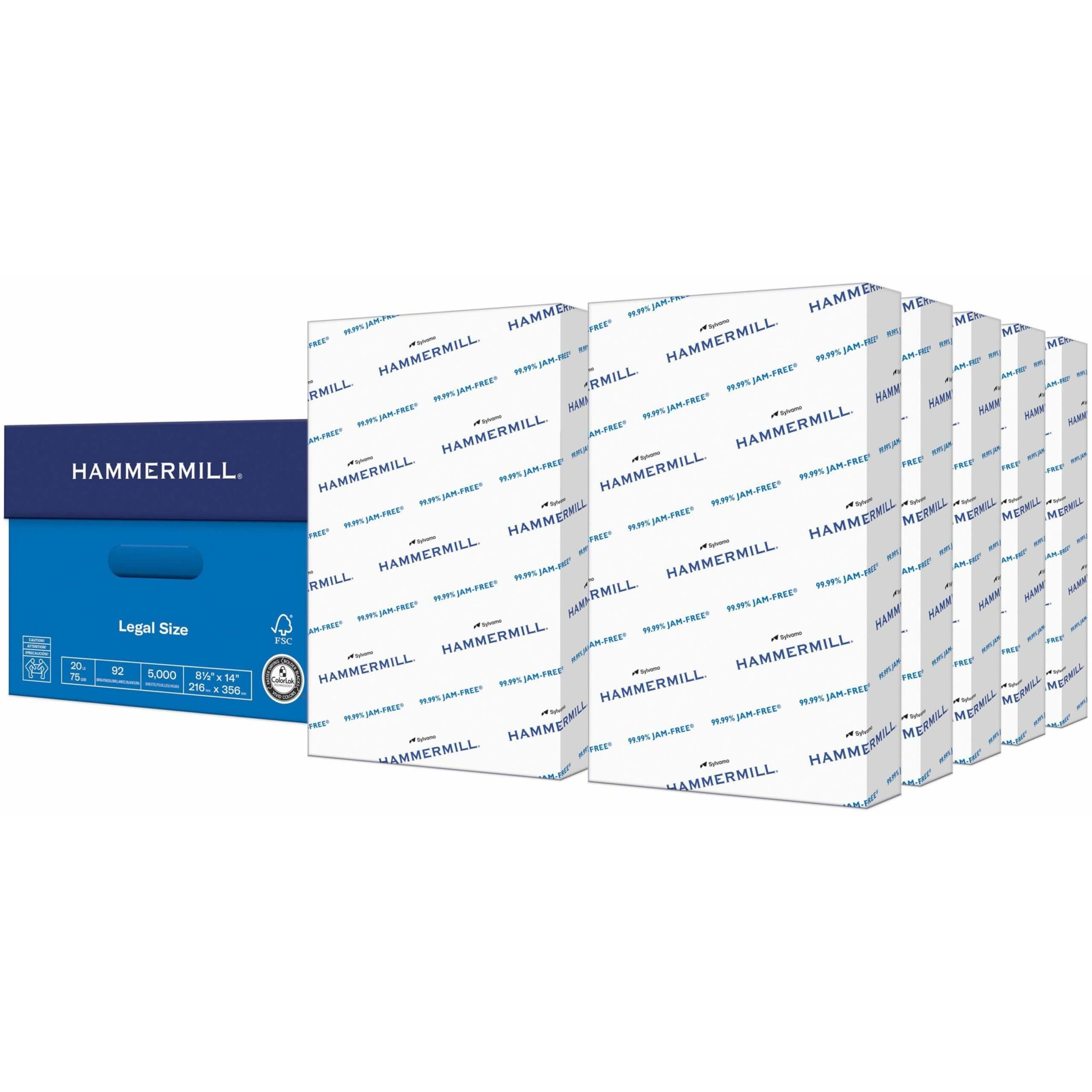 Hammermill Copy Plus Paper - White - 92 Brightness - Legal - 8 1/2" x 14" - 20 lb Basis Weight - 10 / Carton - FSC, SFI - Acid-free, Quick Drying