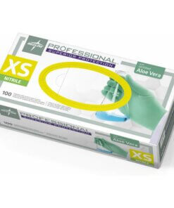 Medline Professional Series Aloetouch Gloves - X-Small Size - Green - Beaded Cuff, Latex-free, Powder-free, Non-sterile, Textured - For Laboratory Application - 100 / Box - 5.9 mil Thickness - 9.50" Glove Length