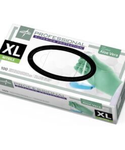 Medline Professional Series Aloetouch Gloves - X-Large Size - Green - Beaded Cuff, Latex-free, Powder-free, Non-sterile, Textured - For Laboratory Application - 100 / Box - 5.9 mil Thickness - 9.50" Glove Length