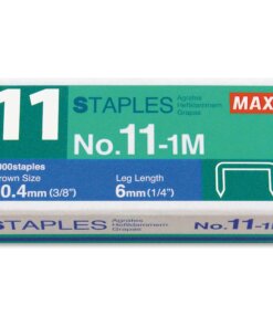 MAX No. 11-1M Staples - 50 Per Strip - 15/64" Leg - 7/17" Crown - for Paper - Silver1000 / Box