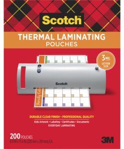 Scotch Thermal Laminating Pouches - Laminating Pouch/Sheet Size: 9" Width x 11.50" Length x 3 mil Thickness - Glossy - for Document, Photo, Schedule, Presentation, Phone List, Certificate, Sign, Award, Calendar, Artwork - Double Sided, Photo-safe - Clear - 200 / Pack