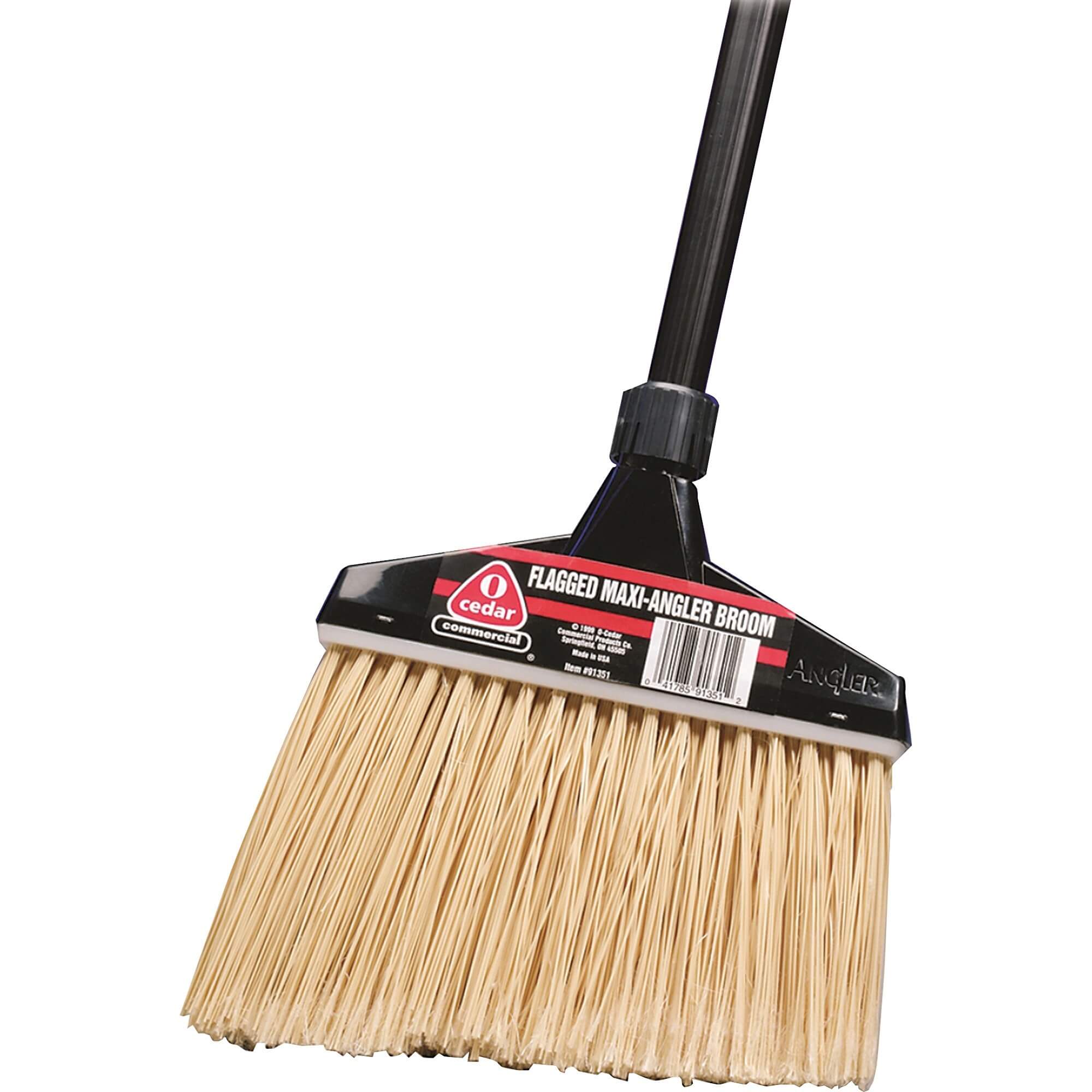 Diversey MaxiPlus Professional Angle Broom - Polyethylene Terephthalate (PET) Bristle - 14" Brush Face - 48" Handle Length - 0.94" Handle Diameter - Metal Handle - 1 Each - Black, Natural