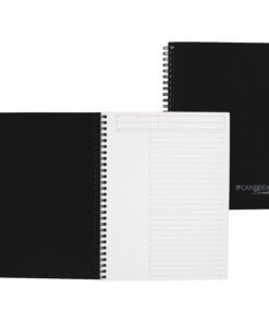 Mead Action Planner Business Notebook - Twin Wirebound - 9.50" x 7.5" x 0.6" - Black Cover - Pocket, Pen Loop, Perforated, Dual-sided Pocket, Bungee - Recycled - 1 Each