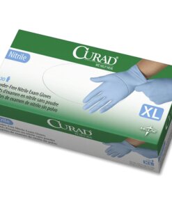Curad Powder-free Nitrile Disposable Exam Gloves - X-Large Size - Full-Textured Design - Blue - Powder-free, Disposable, Latex-free, Beaded Cuff, Non-sterile, Chemical Resistant - For Medical - 130 / Box - 9.50" Glove Length