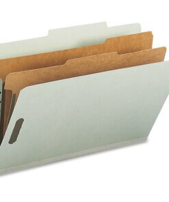 Nature Saver 2/5 Tab Cut Legal Recycled Classification Folder - 8 1/2" x 14" - 6 x Prong K Style Fastener(s) - 1" Fastener Capacity for Divider, 2" Fastener Capacity for Folder - 2 Divider(s) - Gray, Green - 100% Recycled - 10 / Box