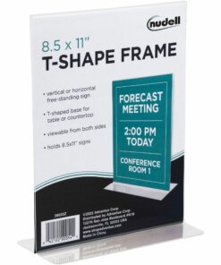 Golite nu-dell Freestanding T-shaped Sign Holder - 1 Each - 8.5" Width x 11" Height - Rectangular Shape - Self-standing - Acrylic - Clear