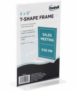 Golite nu-dell Double-sided Sign Holder - 1 Each - 4" Width x 6" Height - Rectangular Shape - Self-standing - Plastic - Clear