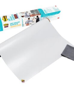 Post-it&reg; Self-Stick Dry-Erase Film Surface - White Surface - 24" (2 ft) Width x 36" (3 ft) Length - White Film - Rectangle - 1 / Pack