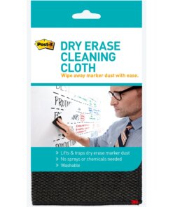 Post-it&reg; Dry-Erase Cleaning Cloth - 10.60" Width x 10.60" Length - Used as Dust Remover, Mark Remover - Washable - Black - 1Each