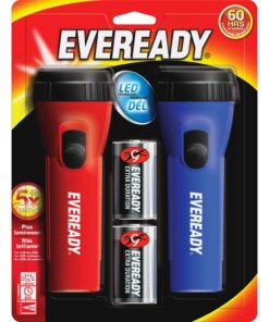 Eveready LED Economy Flashlight - D - Polypropylene - Blue, Red