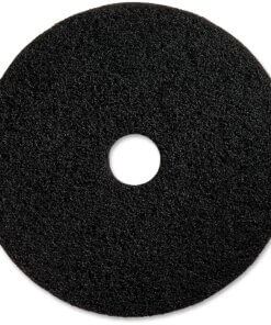 Genuine Joe Black Floor Stripping Pad - 17" Diameter - 5/Carton x 17" Diameter x 1" Thickness - Stripping, Floor - 175 rpm to 350 rpm Speed Supported - Resilient, Heavy Duty, Flexible, Dirt Remover, Long Lasting, Abrasive, Rotate - Fiber, Resin - Black