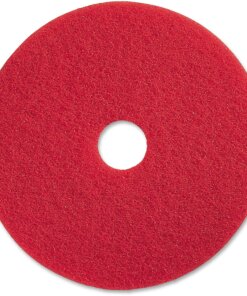 Genuine Joe Red Buffing Floor Pad - 13" Diameter - 5/Carton x 13" Diameter x 1" Thickness - Buffing, Scrubbing, Floor - 175 rpm to 350 rpm Speed Supported - Flexible, Resilient, Dirt Remover, Rotate - Fiber - Red
