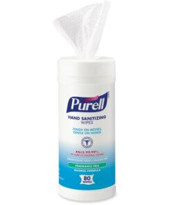 PURELL&reg; Alcohol Hand Sanitizing Wipes - White - Pre-moistened, Durable, Lint-free, Textured, Fragrance-free, Dye-free, Non-sticky, Residue-free - For Hand - 80 Per Canister - 1 Each