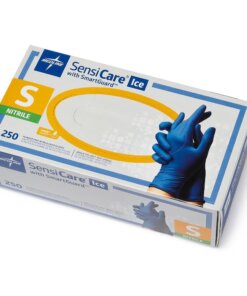 Medline SensiCare Ice Blue Nitrile Exam Gloves - Small Size - Dark Blue - Powder-free, Comfortable, Chemical Resistant, Latex-free, Beaded Cuff, Textured Fingertip, Non-sterile, Durable - For Medical - 250 / Box - 9.50" Glove Length