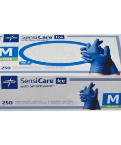 Medline SensiCare Ice Blue Nitrile Exam Gloves - Medium Size - Dark Blue - Powder-free, Comfortable, Chemical Resistant, Latex-free, Beaded Cuff, Textured Fingertip, Non-sterile, Durable - For Medical - 250 / Box - 9.50" Glove Length