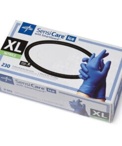 Medline SensiCare Ice Blue Nitrile Exam Gloves - X-Large Size - Blue - Powder-free, Comfortable, Durable, Beaded Cuff, Latex-free, Non-sterile, Textured Fingertip, Chemical Resistant - For Medical - 230 / Box - 9.50" Glove Length