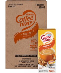 Coffee mate Hazelnut Liquid Coffee Creamer Singles - Gluten-free - Hazelnut Flavor - 0.38 fl oz (11 mL) - 200/Carton - 50 Per Box - 50 Serving