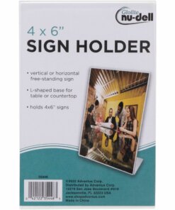 Golite nu-dell Freestanding Sign Holder - 1 Each - 4" Width x 6" Height - Rectangular Shape - Plastic - Clear