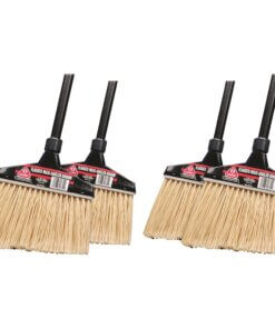 Diversey MaxiPlus Professional Angle Broom - Polyethylene Terephthalate (PET) Bristle - 14" Brush Face - 48" Handle Length - 0.94" Handle Diameter - Metal Handle - 4 / Carton - Natural, Black