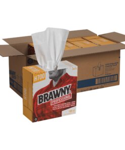 Brawny&reg; Professional H700 Disposable Cleaning Towels - 9.10" x 16.50" - White - Pulp Fiber - Durable, Soft, Tear Resistant, Strong, Reusable, Low Linting, Sturdy, Abrasion Resistant, Absorbent, Chemical Resistant - For Industry - 100 Per Box - 5 / Carton