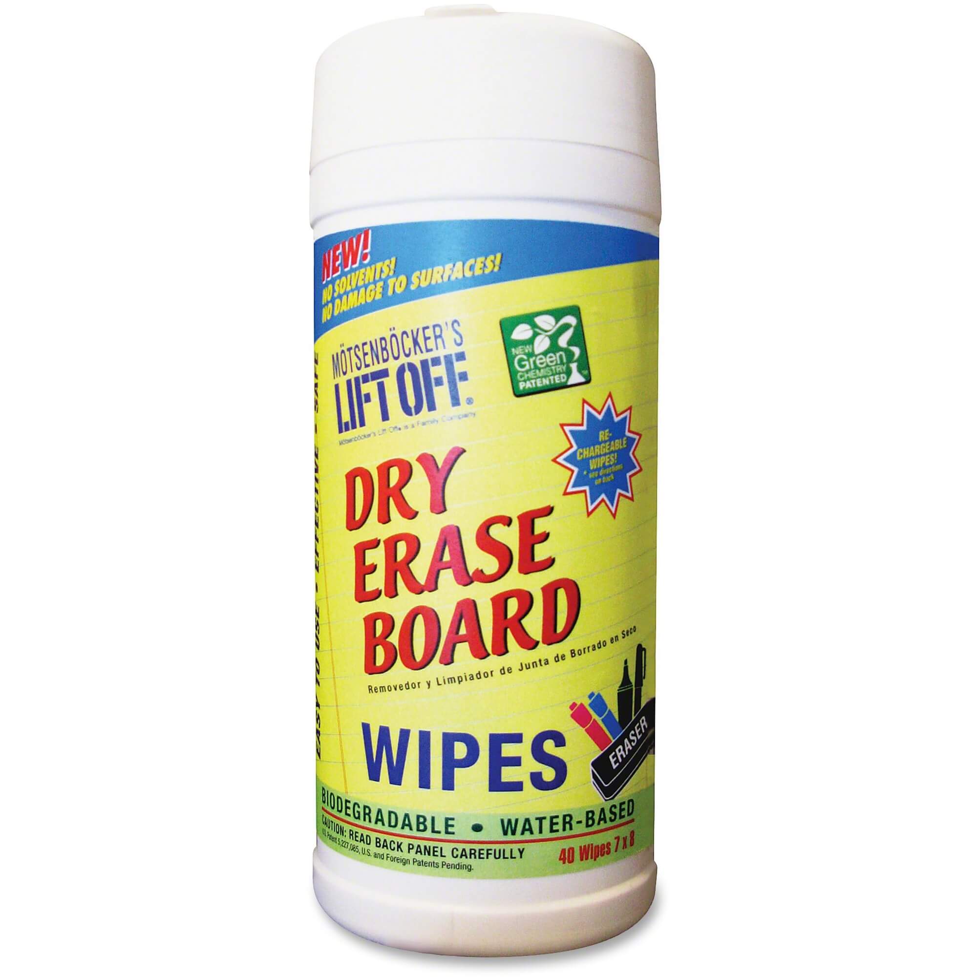 M?tsenb?cker's Lift Off Lift Off Dry Erase Board Wipes - 7" Width x 12" Length - Used as Mark Remover, Shadow Remover, Ink Remover - Water Based - Plastic - 1Each