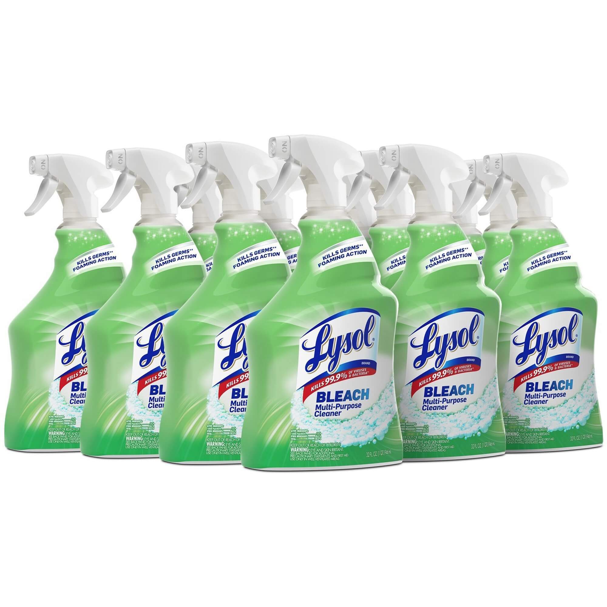 Lysol Multi-Purpose Cleaner with Bleach - Spray - 32 fl oz (1 quart) - 12 / Carton - White