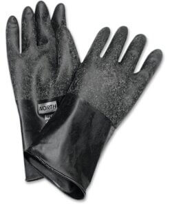 NORTH 14" Unsupported Butyl Gloves - Chemical Protection - 8 Size Number - Black - Water Resistant, Durable, Chemical Resistant, Ketone Resistant, Rolled Beaded Cuff, Comfortable, Abrasion Resistant, Cut Resistant, Tear Resistant, Puncture Resistant - For Chemical, Manufacturing, Military, Municipal Service - 2 / Pair - 17 mil Thickness - 14" Glove Length