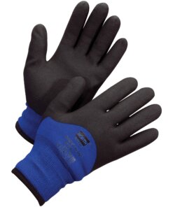 Honeywell Northflex Coated Cold Grip Gloves - Large Size - Blue, Black - Heavyweight, Insulated, Flexible, Shock Absorbing, Vibration Resistant, Liquid Proof, Firm Wet Grip, Durable, Cold Resistant, Elastic Wrist, Ergonomic, ... - For Construction, Manufacturing, Municipal Service, Transportation, Cold, General Purpose, Maintenance - 2 / Pair - 9.84" Glove Length