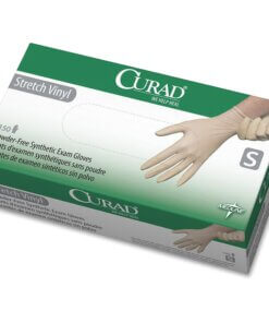 Medline Powder-free Stretch Vinyl Exam Gloves - Small Size - Cream - Stretchable, Powder-free, Latex-free, Non-sterile, Beaded Cuff - For Multipurpose - 150 / Box - 9.50" Glove Length