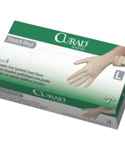 Medline Powder-free Stretch Vinyl Exam Gloves - Large Size - Cream - Stretchable, Powder-free, Latex-free, Non-sterile, Beaded Cuff - For Multipurpose - 150 / Box - 9.50" Glove Length