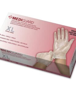 Medline MediGuard Vinyl Non-sterile Exam Gloves - X-Large Size - For Right/Left Hand - Clear - Powder-free, Latex-free, Durable, Beaded Cuff - For Multipurpose, Laboratory Application - 130 / Box