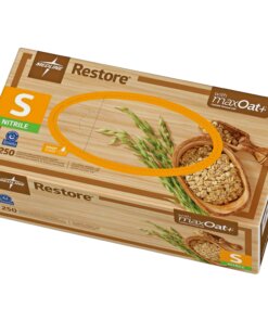 Medline Restore Nitrile Exam Gloves with Oatmeal - Small Size - For Right/Left Hand - Off White - Powder-free, Latex-free, Allergen-free, Beaded Cuff, Textured Fingertip, Non-sterile - For Home, Healthcare Working - 250 / Box - 9.50" Glove Length
